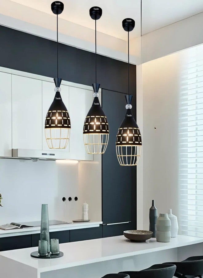twixle Pendant Light Fixture, Aluminum Hanging Lamps for Kitchen Island, Dining Table, Living Room, Bedroom (with Bulb, 3, Pack) - Image 1